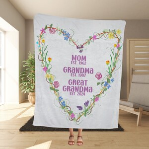 Personalized Great Grandma Blanket Cozy Blanket for Mother in Law Birthday Gift Idea for Mimi Gigi Lolli Mothers Day Custom Throw