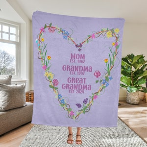 Great Grandma Personalized Blanket Cozy Blanket for Mother in Law Birthday Gift Idea for Mimi Gigi Lolli Mothers Day Custom Throw