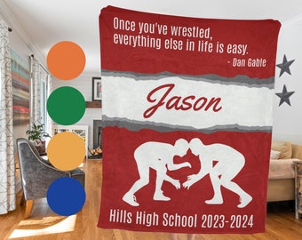 Wrestler Blanket Personalized Wrestling Gift Senior 2024 Gift End of the Season Gift Birthday Gift for Boys Wrestling Club Gift Wrestler Mom