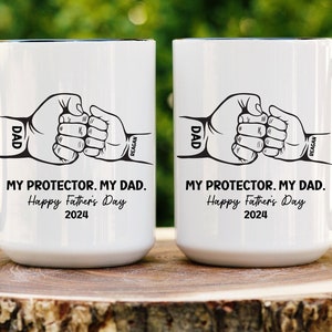 Personalized Dad Mug with Kids Name Fathers Day Gift Idea Coffee Mug for Dad Fist Bump Mug New Dad Mug First Father&#39;s Day Gift Idea