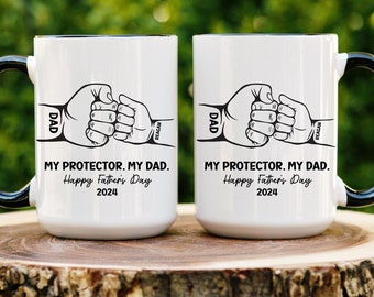 Personalized Dad Mug with Kids Name Fathers Day Gift Idea Coffee Mug for Dad Fist Bump Mug New Dad Mug First Father's Day Gift Idea