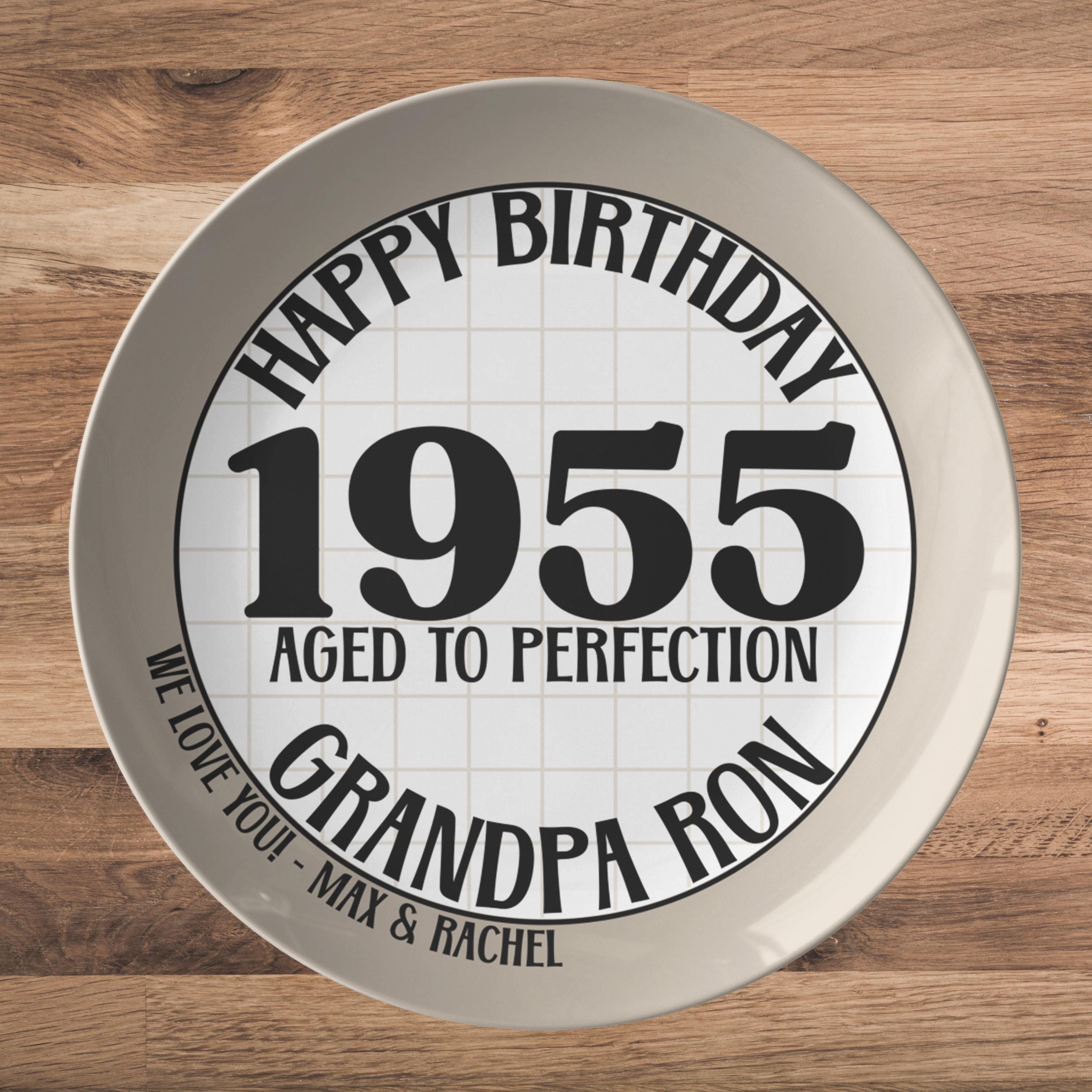 Personalized Birthday Plate for Men Birthday Dinnerware Plate for Dad Aged to Perfection Funny Birthday Gift Custom Plate with Name Plate