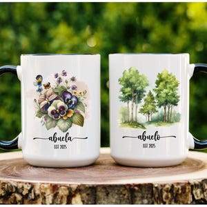 Spanish Grandparents Pregnancy Announcement Abuelo Abuela Gift from Baby Coming 2025 Christmas Gift for New Grandparents Mug Set for Grandma