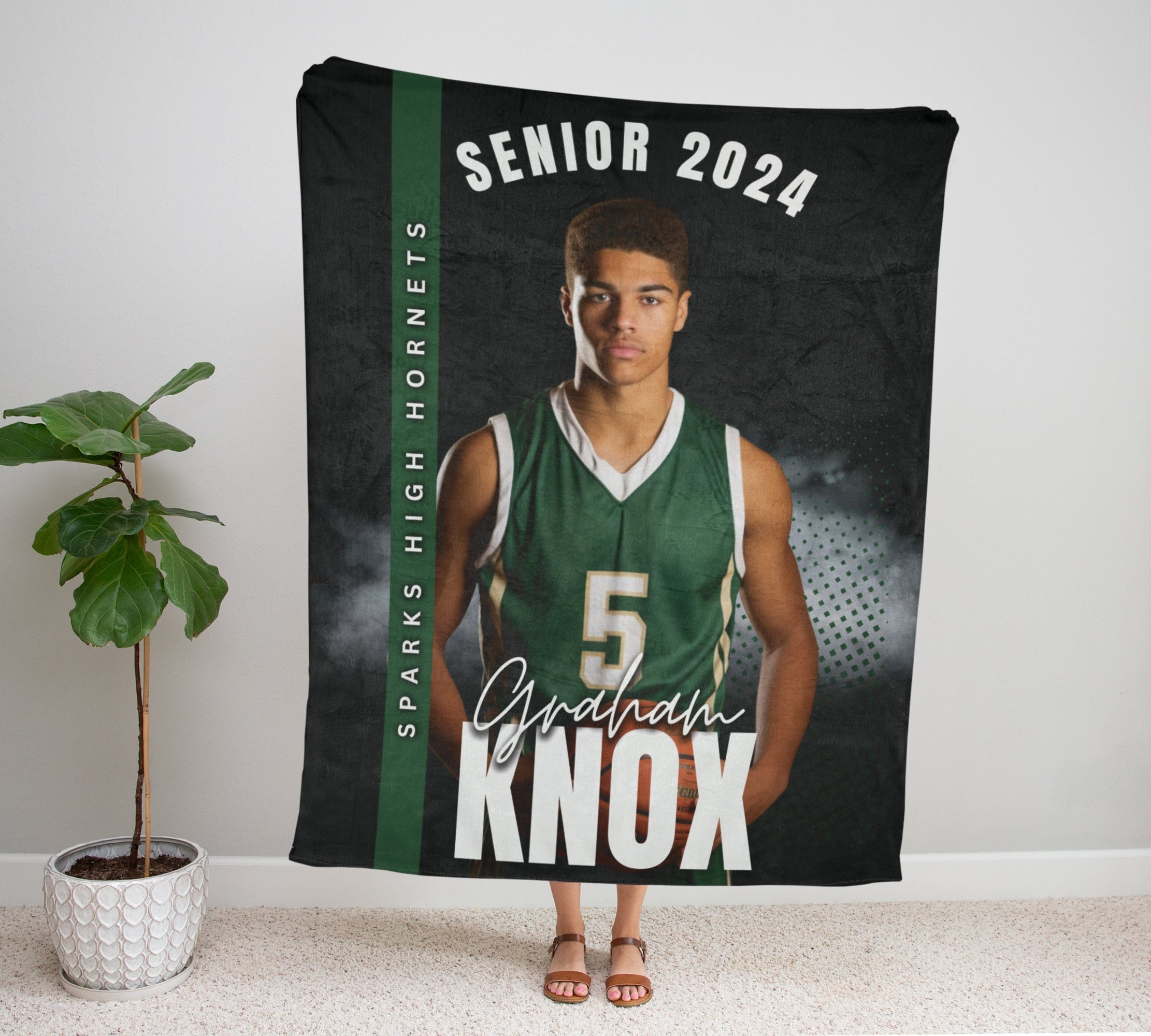 Senior Sports Blanket | Blanket With a Photo | Baseball, Football, Wrestling | End of Year Banquet Gift