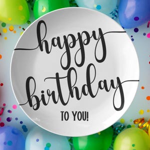 Happy Birthday Plate for Family Tradition Celebration Plate for Dads Birthday Gift for Mom Custom Dinnerware for Birthday Party Plates