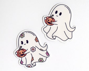 Flower Ghost Sticker | Cute Halloween Ghost Sticker for Laptop, Phone case, Notebook