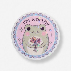 I'm Worthy Sticker | Cute Mental Health Self Love Cute Positivity Reminder Sticker for Laptop, Phone case