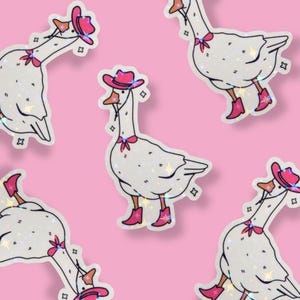 Cowgirl Goose Holographic Sticker | Cute Funny Silly Cowgirl Goose for Laptop, Phone case, Notebook, Kindle