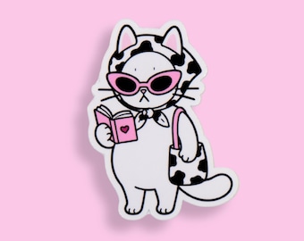 Sassy Reading Cat Sticker | Booktok, Kindle sticker, Bookish, Book lover gift