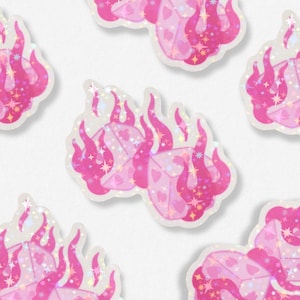 Y2K Pink Dice Sticker | Cute Pink Sparkly Aesthetic Sticker for Laptop, Phone case, Notebook