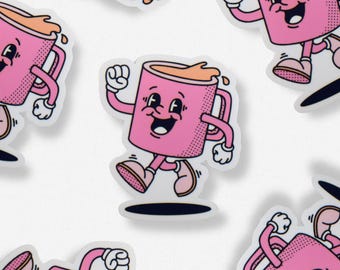 Cute Retro Coffee Cup Sticker | Trendy Aesthetic Sticker For Notebook, Laptop, Phone Case