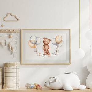 Teddy Bear and Balloons Baby Cross Stitch Design