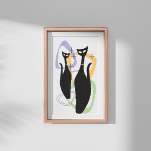 Modern Art Cat Cross Stitch Pattern