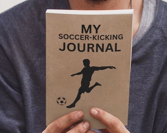 Personalized Vegan Leather Soccer Journal, Engraved Notebook