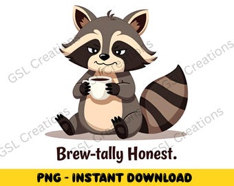 Grappige wasbeerkoffie, png PNGEgg | Sarcastisch dierenontwerp (digitale download)