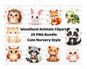 Woodland Animals Clipart. Nursery PNG Bundle
