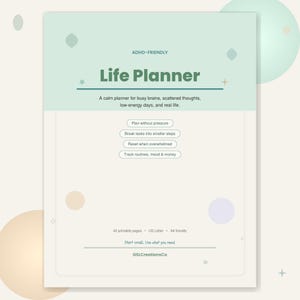 Planer ADHD do druku w formacie PDF | Codzienny zrzut pamięci | Monitor nawyków i nastroju | Menu dopaminy | Resetowanie przytłoczenia | Natychmiastowe pobranie