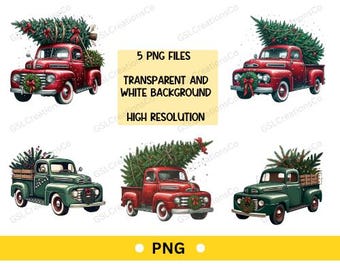 Christmas Red Old Truck Sublimation Transfer – Ready To Press, Handmade Heat Transfer For Custom Gifts