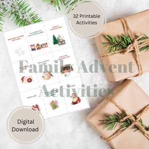 DIGITAL DOWNLOAD- Family Advent Calendar Activities. Advent Calendar Cards. Christmas Activity Cards. Printable Christmas Activities.