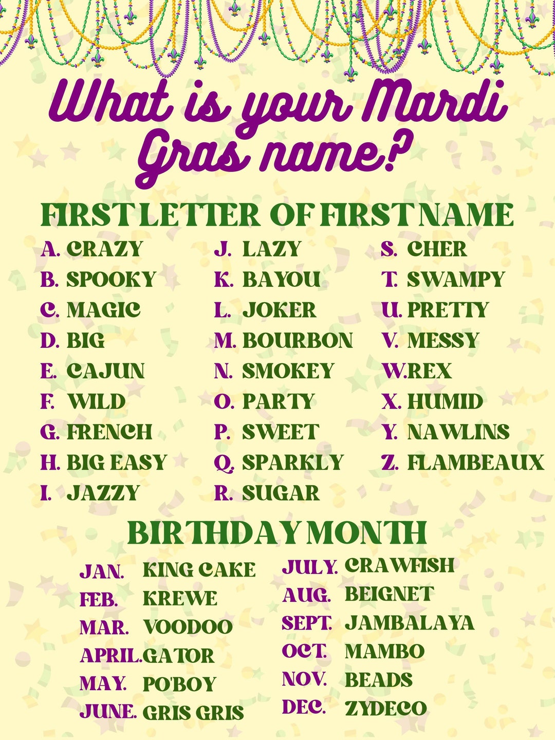 mardi gras krewe names