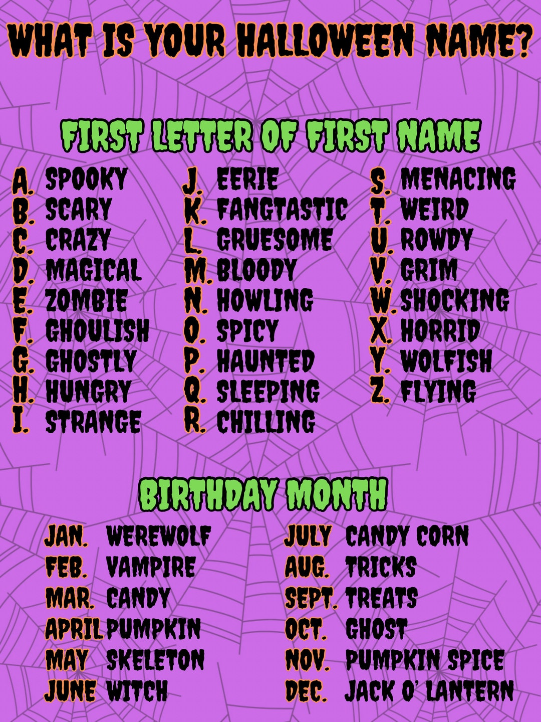 What is Your Halloween Name Etsy