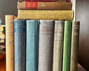 Antike Vintage Büchersammlung, alte gebundene Bücher, passen ein altes Buch an, Buch dekorativ, Bücher des 19.Jahrhunderts