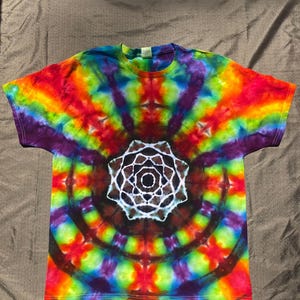 Rainbow kaleidoscope mandala ice tie dye shirt size XL