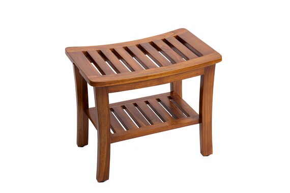 Teak Shower Bench With Shelf 21 Inch Teak Shower Wood Stool - Etsy Australia