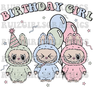 labubu birthday girl png for shirts signs bags - digital instant download