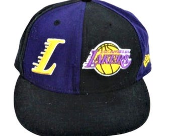 New Era Los Angeles Lakers NBA Black/Purple Hat sz 7 1/8
