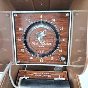 Vintage Ray Jefferson Fish Flasher 6006 Sonar Depth Finder Portable Brown Case image 2