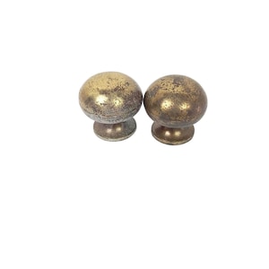 Solid Brass Round 1 1/4" Door Drawer Knob Pulls Lot of 2