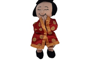 Disney Its a Small World China Girl Bean Bag Plush Red Satin Robe Vintage