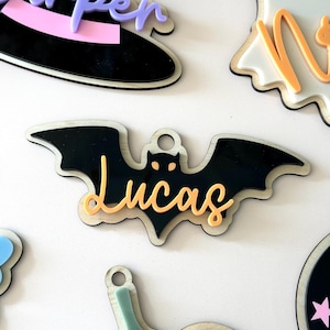 Halloween bat tag | Boo basket tag | personalised Halloween name tag | Halloween basket tag