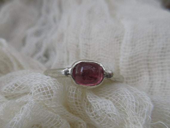 Pink tourmaline ring in argentium sterling silver // U.S. size 7