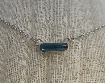 Teal tourmaline necklace in argentium sterling silver no. 1