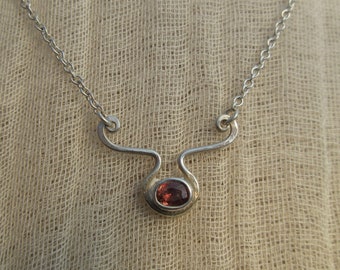 Peach purple pink sapphire necklace in argentium sterling silver