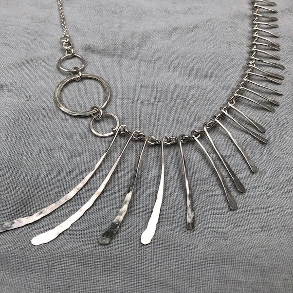 Bare Bones Necklace in argentium sterling silver // Asymmetrical handmade chain necklace // Kinetic sculptural statement necklace