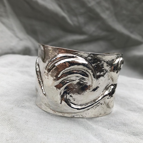 Statement cuff bracelet in argentium sterling silver no. 2 // Scrollwork cuff // Sculptural cuff