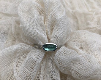 Paraiba tourmaline ring in argentium sterling silver, U.S. size 9 3/4