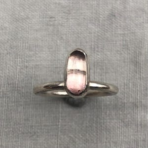 Pink tourmaline ring in argentium sterling silver // U.S. size 6 3/4 // North-south tourmaline ring