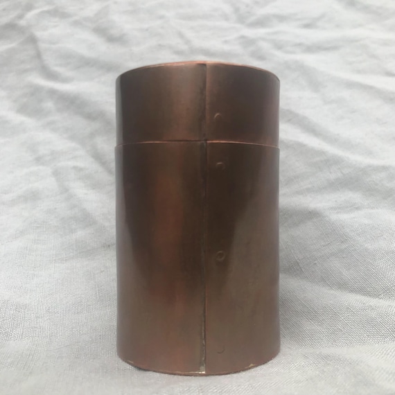 Medium copper jar with natural patina // Lidded copper jar with rivets