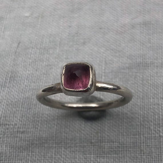 Pink tourmaline ring in argentium sterling silver // U.S. size 6 1/2