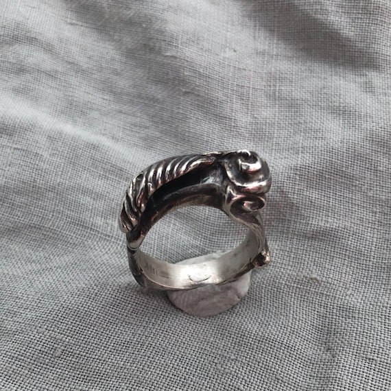 Shakespeare Sonnet 17 Ring // Hand-carved ring in argentium sterling silver // Quill and inkwell ring // Writer's ring