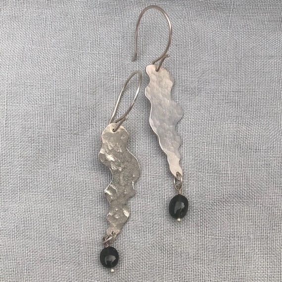 Dark green tourmaline statement earrings in argentium sterling silver