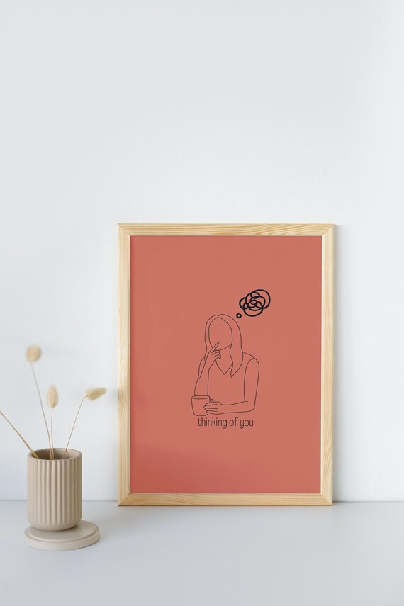 Minimalist Wall Art Bathroom Art Thinking Woman Line Art - Etsy