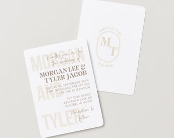 Modern Minimal Wedding Invitation Template: DIY Printable (Digital Download)