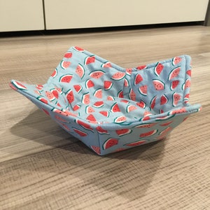 Microwaveable Soup Bowl Cozy - Watermelons on Blue
