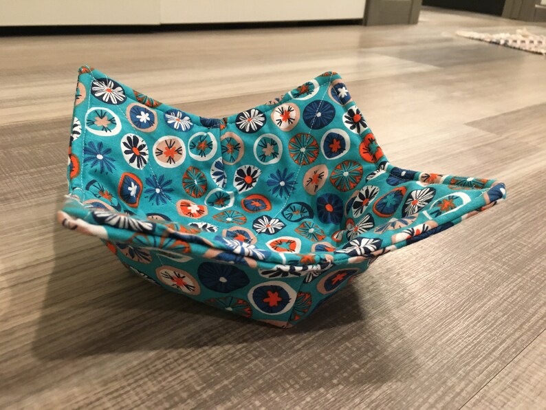 Microwaveable Soup Bowl Cozy Flowers on Turquoise Etsy