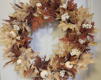 Fall Wreath, home decor,  Autumn Wreath,  Farmhouse Wreath,  Housewarming, Fall Door Hanger,  Wreath for Front Door